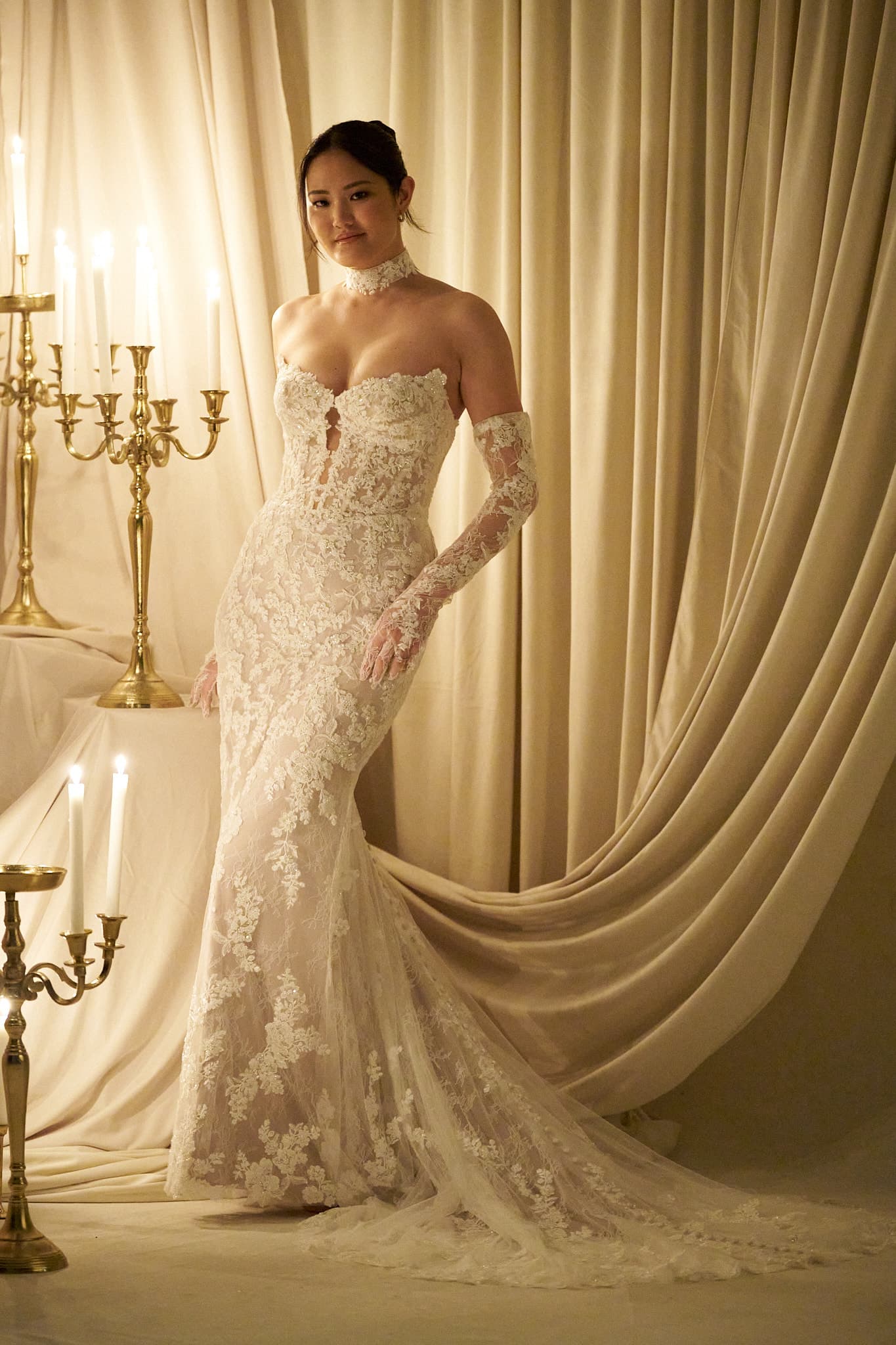 C801 - Allure Couture wedding dress by Allure Couture Sculpted and striking, this sheath gown pairs beaded and seq... view 1
