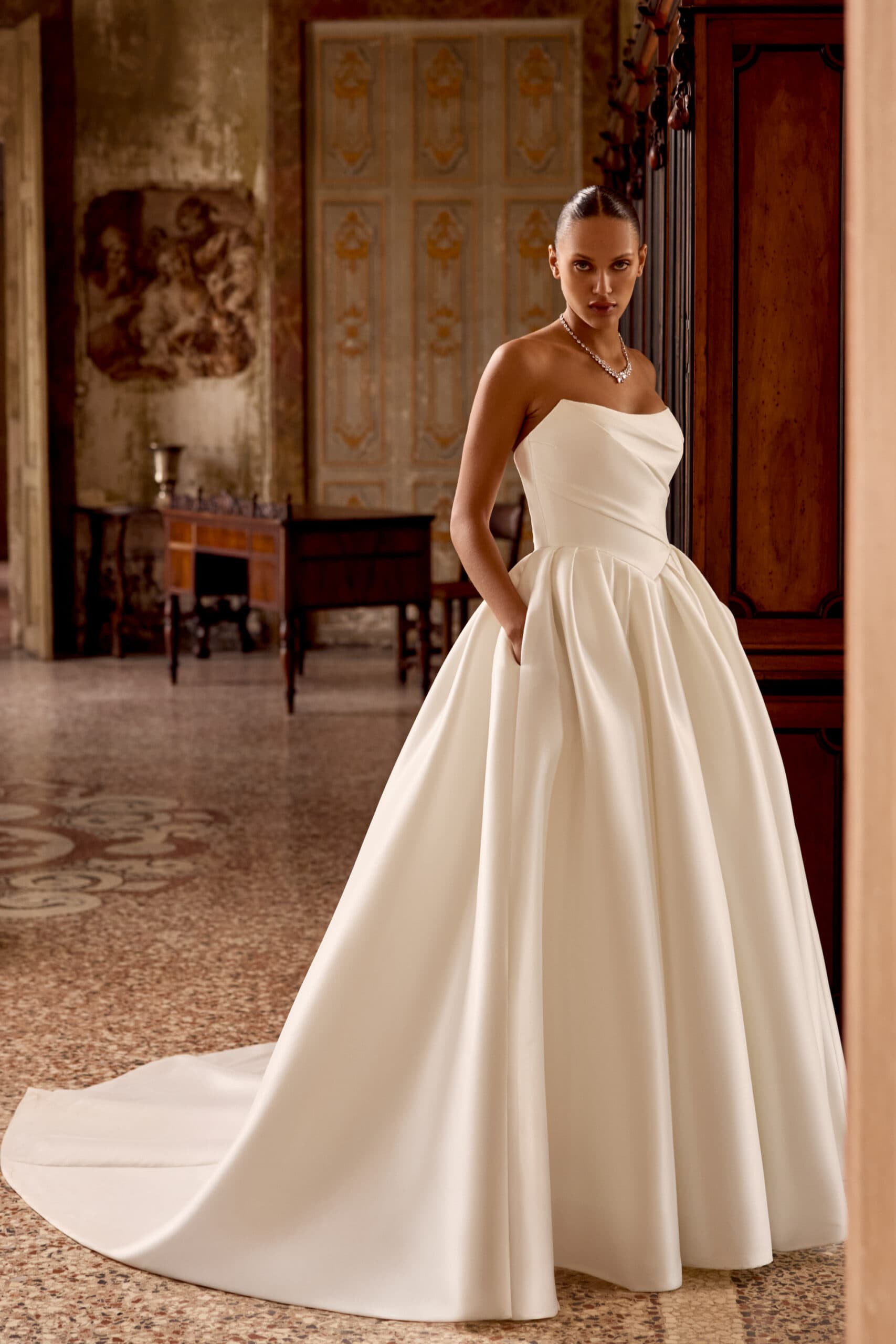 Kelsey 88436 - Justin Alexander wedding dress by Justin Alexander - Clean Stretch Mikado ball gown with strapless cat eye ...