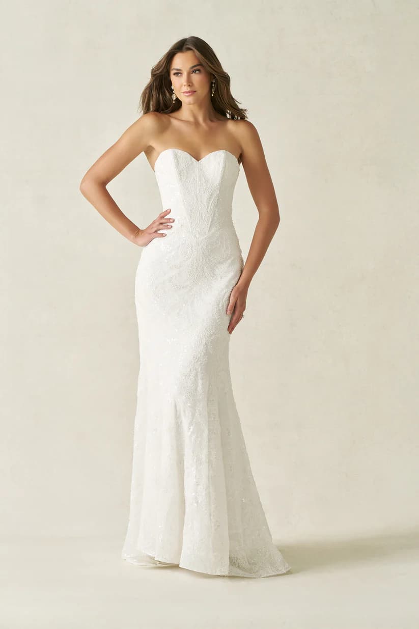 A1420 - Allure Bridal wedding dress by Allure Bridals This sleek sheath gown showcases the beauty of corded lace w... view 1