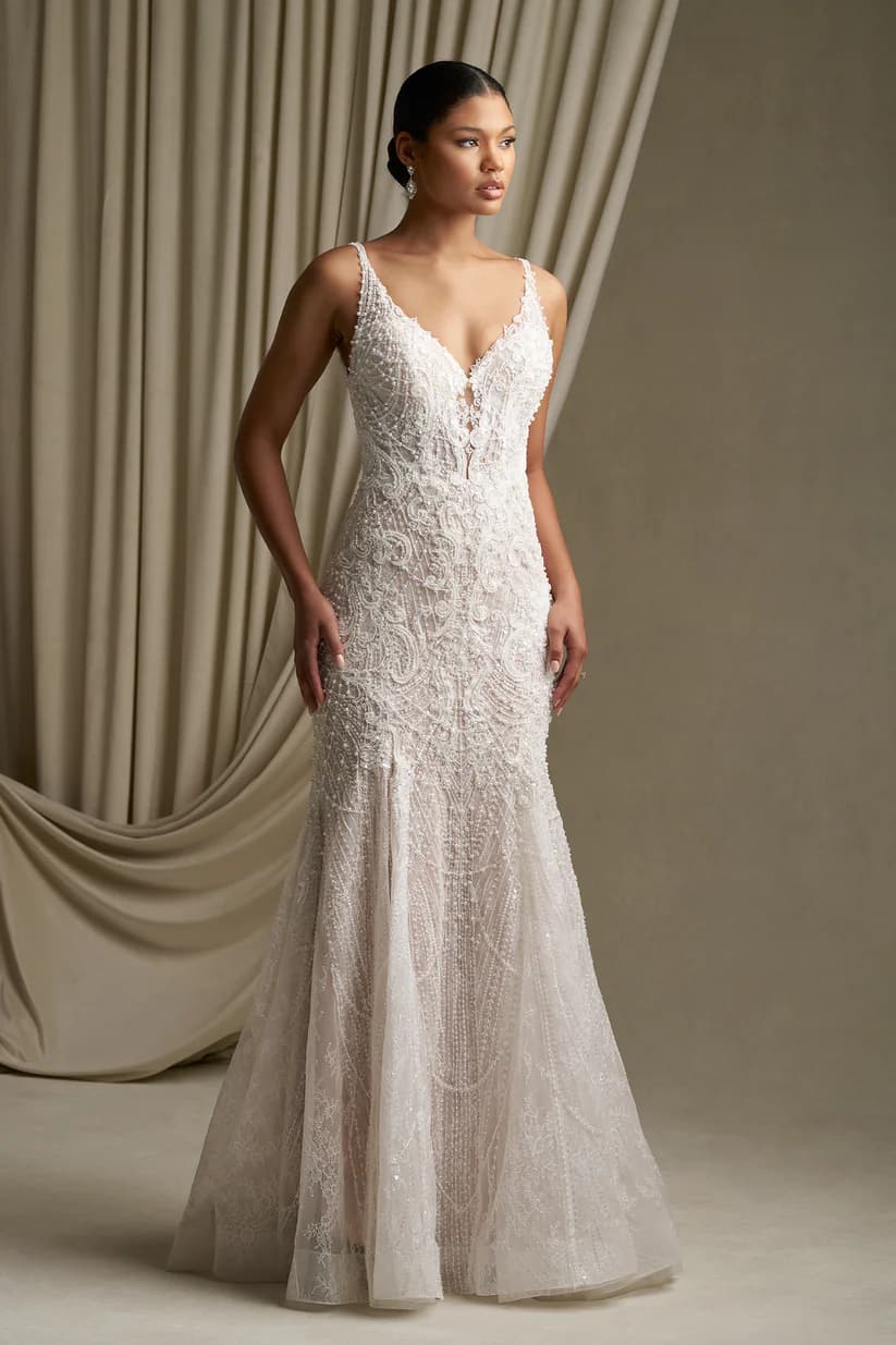 C805 - Allure Couture wedding dress by Allure Couture Radiant and refined, this sleeveless sheath gown is adorned... view 1