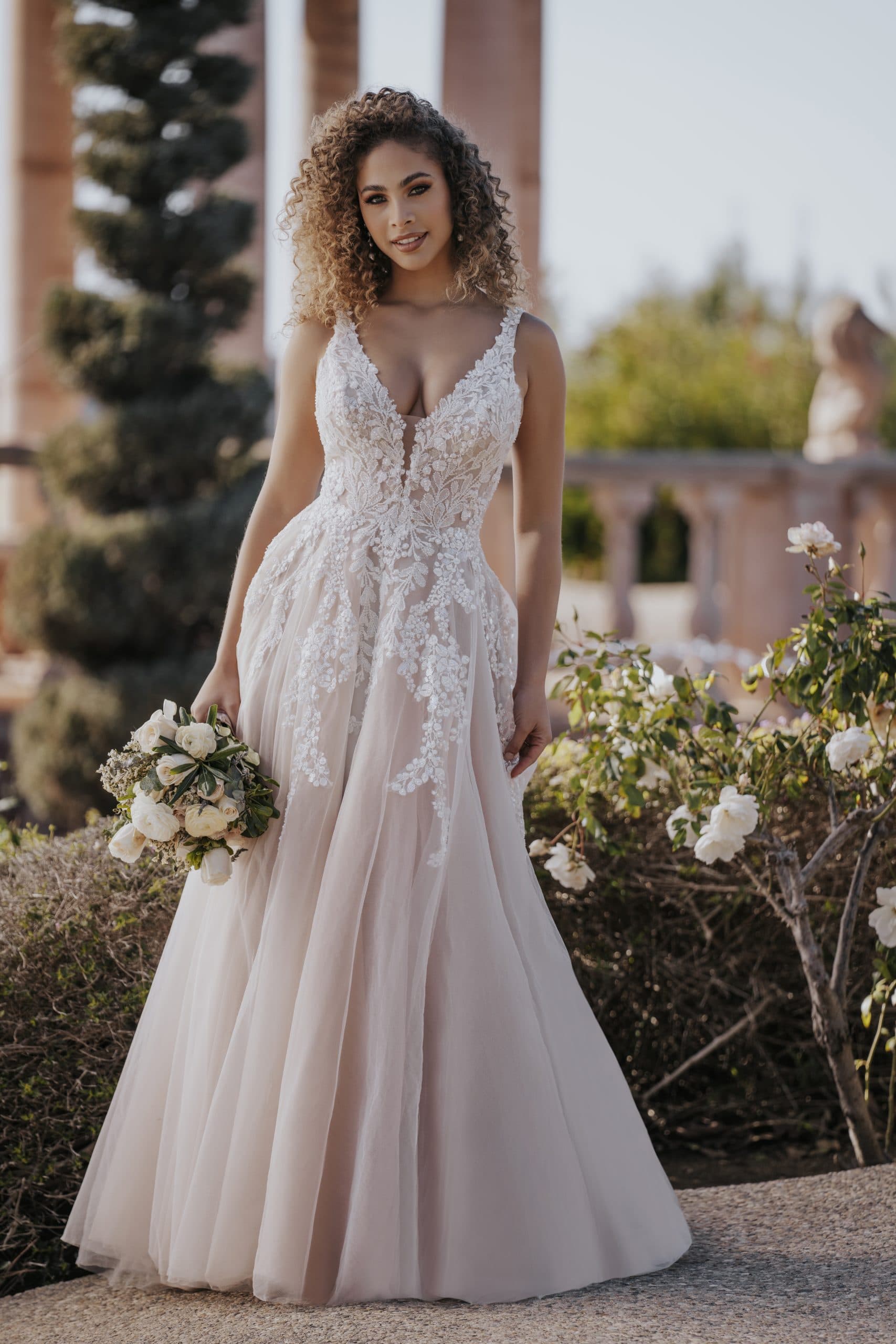 A1153 - Allure Bridals wedding dress by Allure Bridals Subtle floral embossed jacquard satin is the showpiece of th... view 1