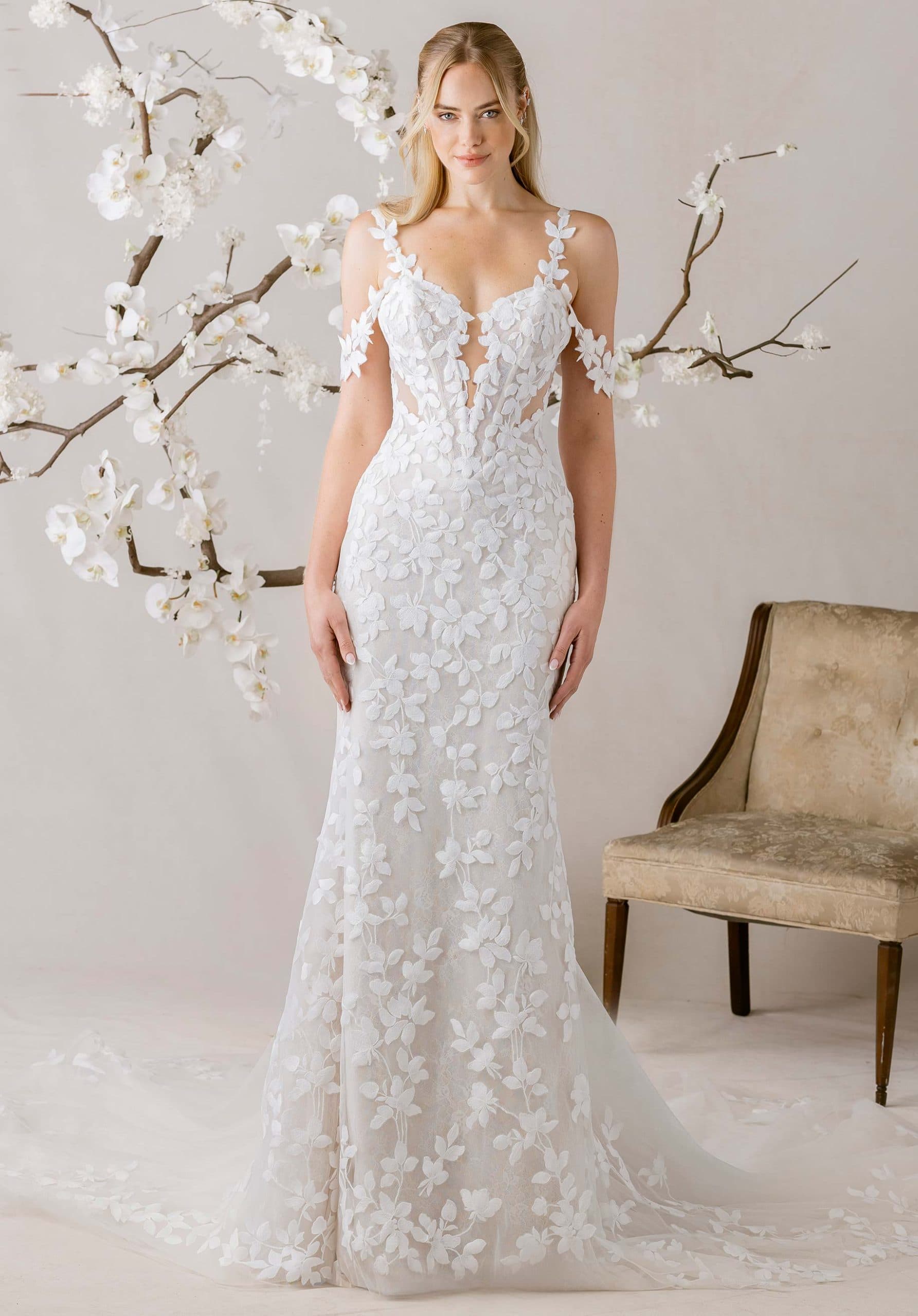 Assemble - Morilee wedding dress by Morilee Mermaid wedding dress has a plunging cat eye neckline on a b... view 1