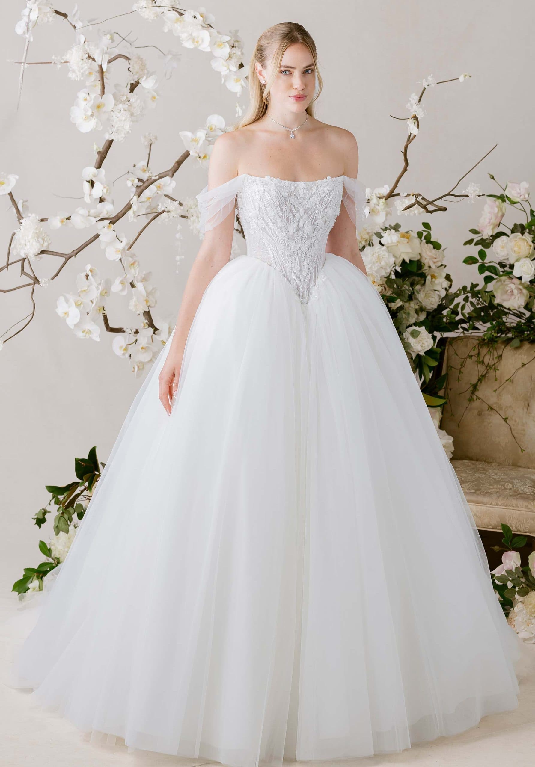 Virtuoso - Morilee wedding dress by Morilee Ball gown wedding dress has a scoop neckline and a basque wa... view 1