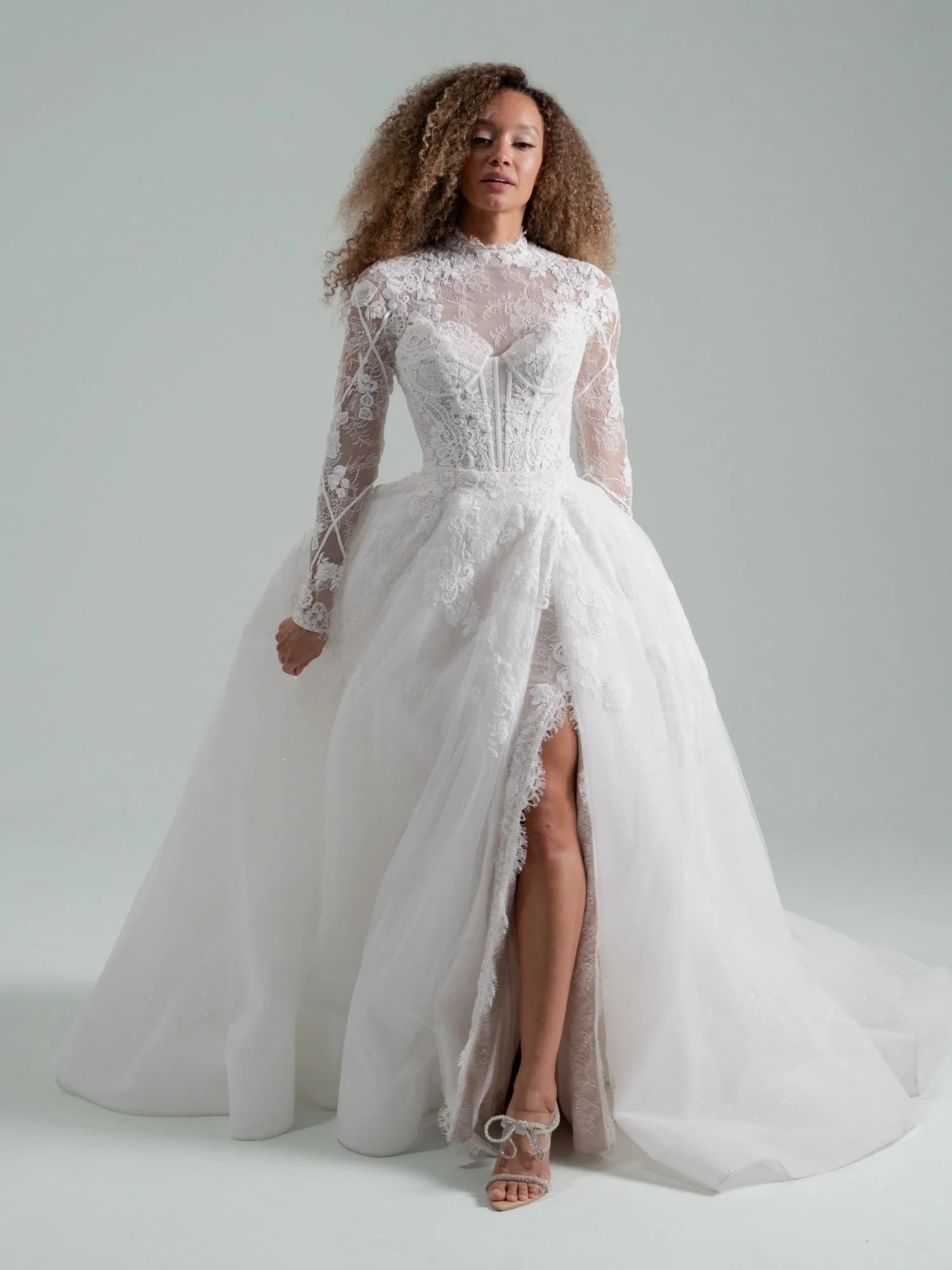 Becoming Jane- Hayley Paige wedding dress by Hayley Paige - Ivory lace and tulle convertible gown, fit-to-flare lace lin