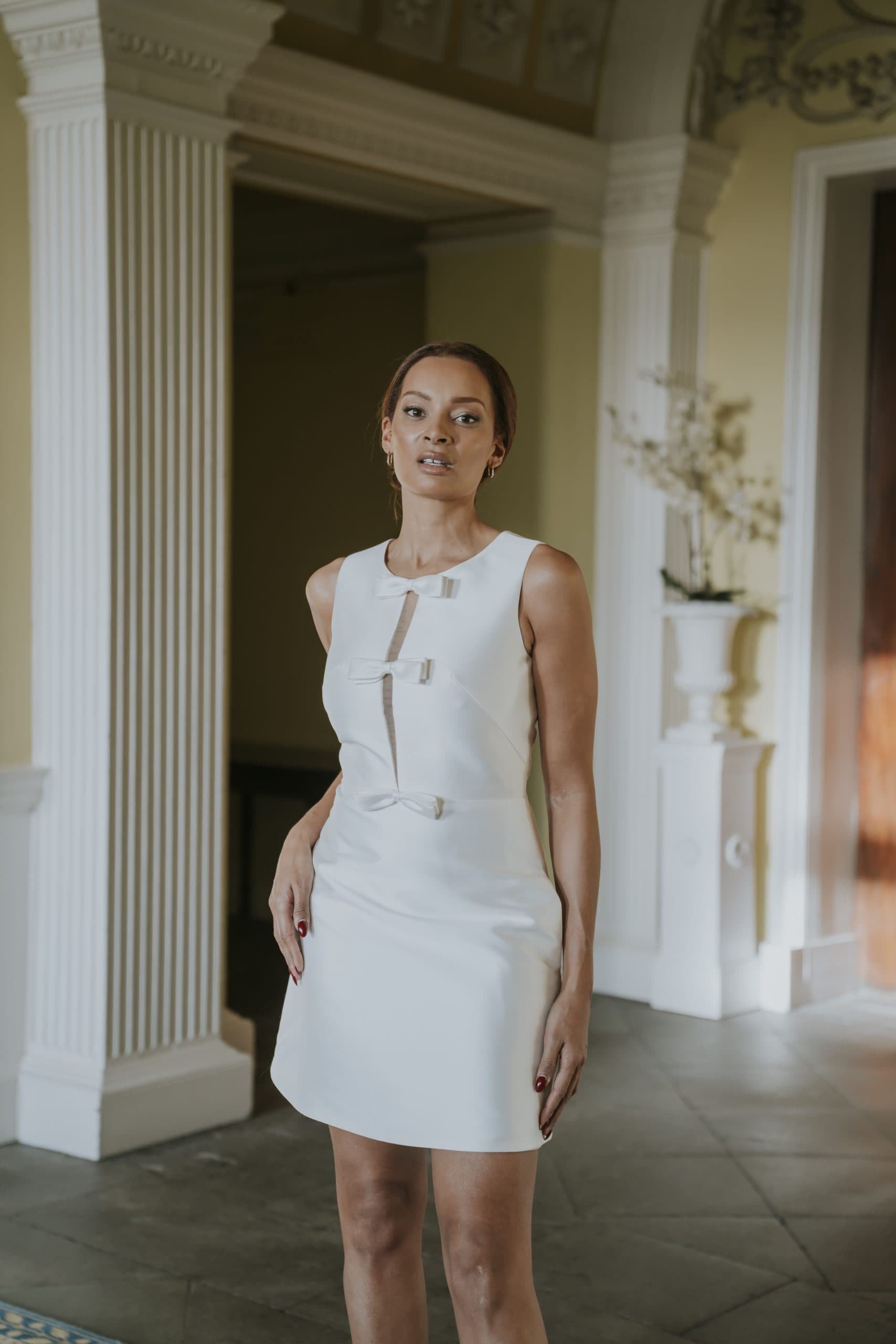 Seville - Chosen by TDR Atelier wedding dress by Chosen - A chic, 60s inspired mini designed for the bride who loves c