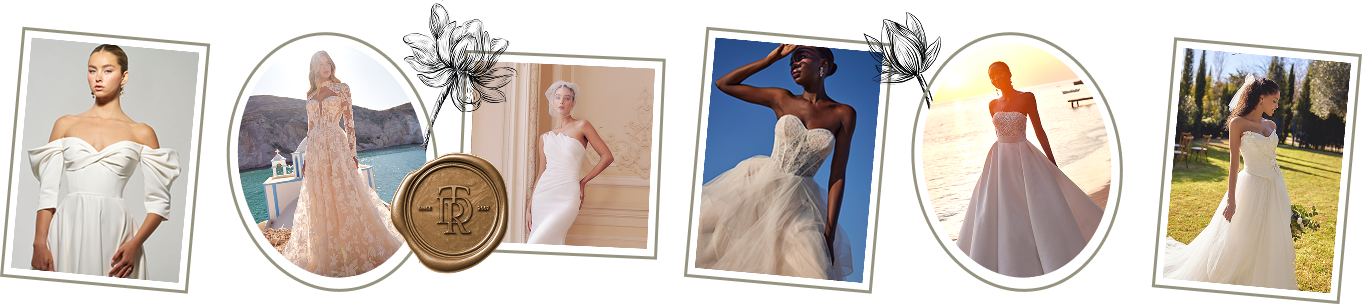 Collage of beautiful TDR brides in various stunning wedding dresses