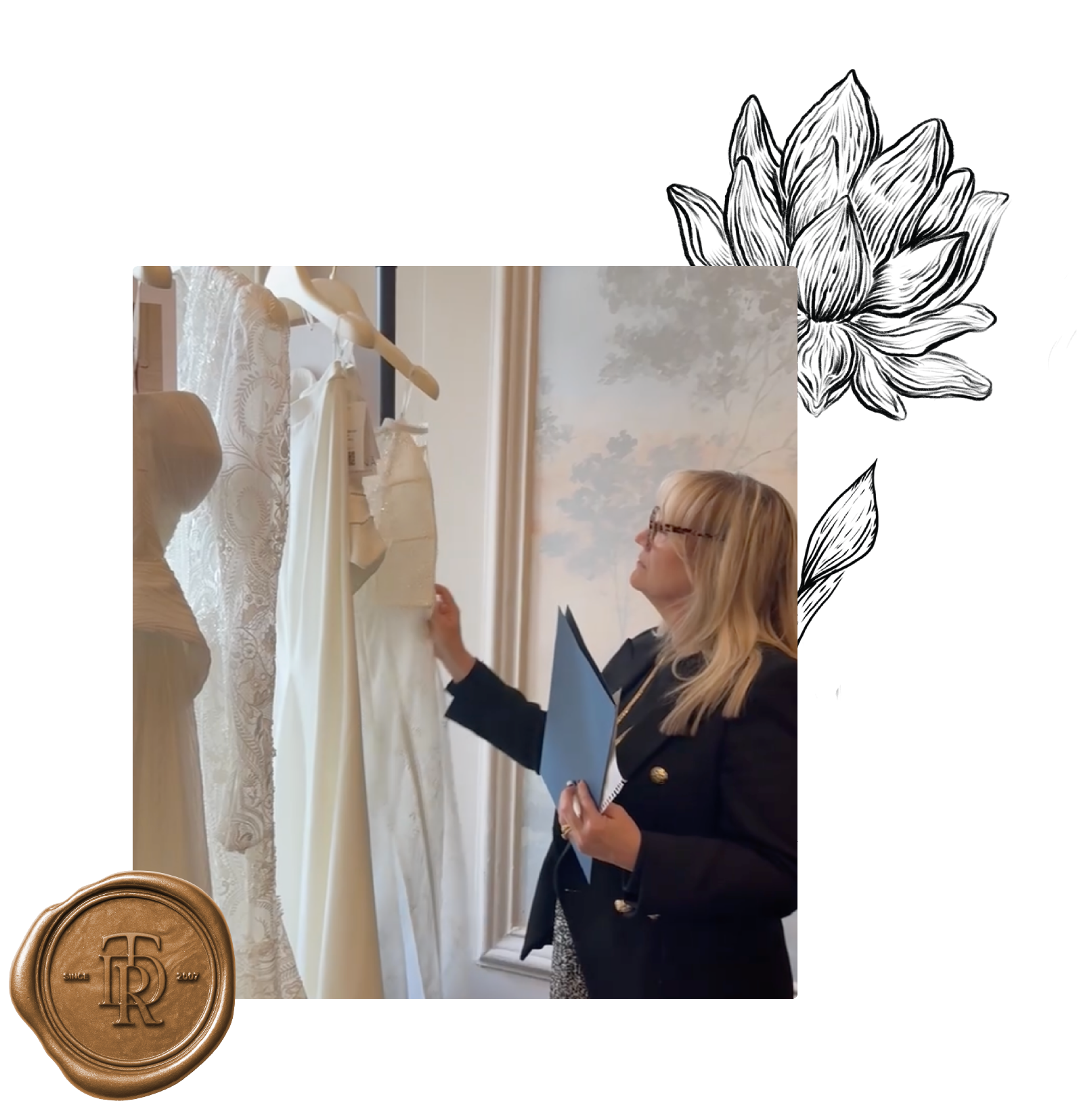 Rebecca styling a bride at TDR Bridal